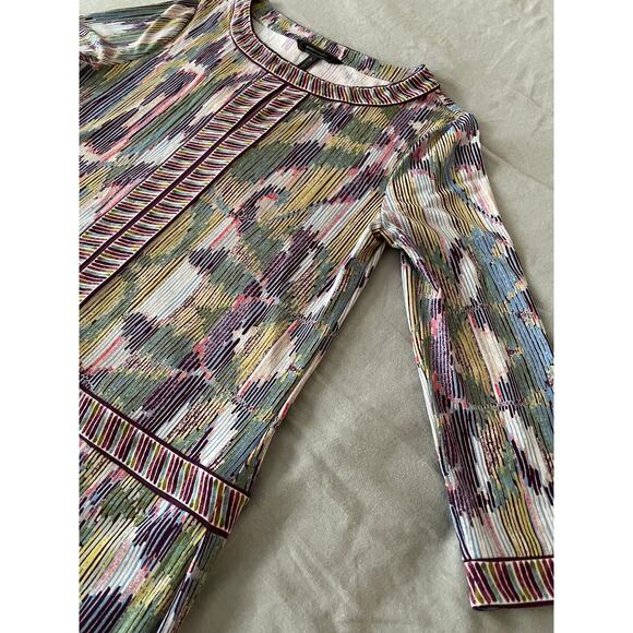 BCBG MAXAZRIA multi-color dress SZ Sm 3/4 sleeve drop waist dress - Picture 2 of 7
